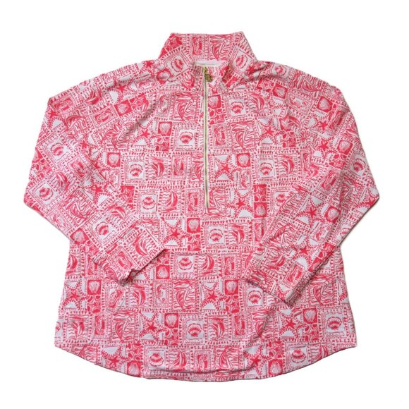 NWT Lilly Pulitzer Skipper Popover in Mizner Red Seaside Harbor UPF Jacket XXL - Picture 1 of 3